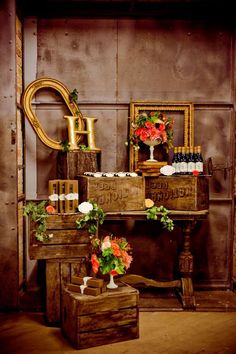 the table is decorated with flowers and candles