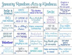 the january random acts of kindness calendar