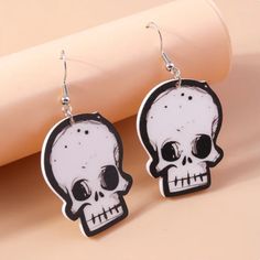 Fun Earrings 2 Available I Ship Fast And Well Packaged. Bina Shrink Art Earrings, Shrinky Dink Earrings, Shrinky Dink Crafts, Skeleton Face, Diy Skulls, Skeleton Drawings, Skull Crafts, Shrink Art, Plastic Earrings