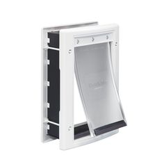 an image of a white and black door for a wall mounted phone booth on a white background