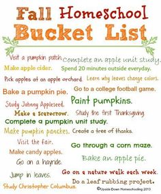 the fall homeschool bucket list