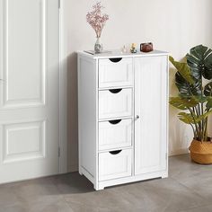 42019691462698 Cabinet Small Space, White Bathroom Storage Cabinet, Wooden Bathroom Floor, Small Space Furniture, White Bathroom Storage, Bathroom Floor Storage Cabinet, Bathroom Floor Cabinet, Small Storage Cabinet, Bathroom Floor Cabinets