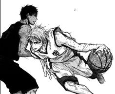 two anime characters playing basketball with each other