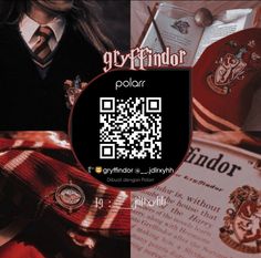 a collage of harry potter images with qr code