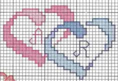 the cross stitch pattern has been made to look like a heart