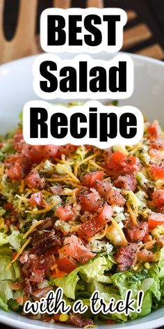 salad in a white bowl Best Side Salad, Best Salad Ever, Best Salads Ever, The Best Salad, Best Salad, Chopped Salad Recipes, Side Salad Recipes, Fresh Salad Recipes, Chicken Steak