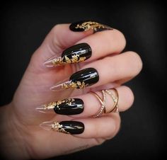 French Nails Halloween, Nails Coffin Black, Edge Outfits, Ongles Goth, Beauty Package, Press On Nails Coffin, Best Press On Nails, Clear Acrylic Nails