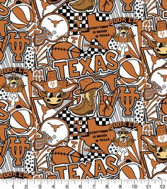 an orange and white pattern with the word texas on it