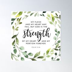 a watercolor painting with the words strength and leaves on it