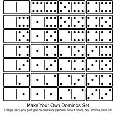 the make your own dominos set is shown in black and white with dots on it