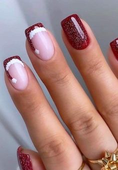 Unghie Sfumate, Christmas Nails Easy, Christmas Gel Nails, Christmas Nails Acrylic, Dipped Nails, Fancy Nails, Nail Polishes