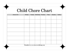 chore chart for children Blank Chore Chart, Chore Chart Pictures, Free Printable Chore Charts, Chore Checklist, Weekly Chore Charts, Chore Chart Template, Family Chore Charts, About Blank, Weekly Chores