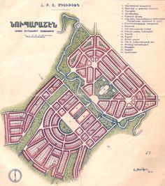 an old map shows the location of several buildings