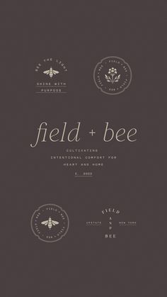 a book cover with the words field and bee written in white ink on a dark background