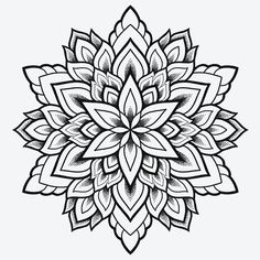 a black and white drawing of a flower with lots of leaves on the petals,