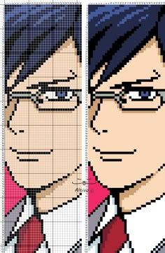 two pixellated images of the same person in different outfits, one is wearing glasses