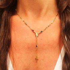 Rosary Necklace Catholic Rosary Religious Jewelry Lariat Necklace Y Lariat Gold Lariat Necklace Layering Necklace Layered Necklace Rosary Gold Lariat Necklace, Necklace Layered, Catholic Rosary, Catholic Jewelry, Rosary Necklace, Necklace Layering, Necklace Chain Lengths, Gold Necklace Women, Vermeil Jewelry