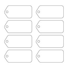 blank labels with space for text to be placed on the back of each label,