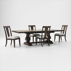 an image of a dining table and chairs with one chair missing the back end on white background