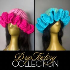 two wigs with crocheted hair on top of each other in different colors