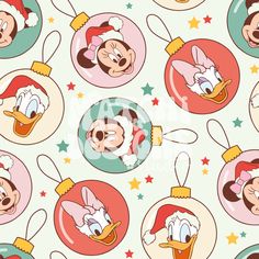 mickey mouse christmas ornament pattern with santa claus and donald the duck on it