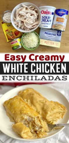 easy creamy white chicken enchiladas are the perfect side dish for any meal