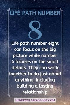 an image with the words, life path number 8 on it and a sky background