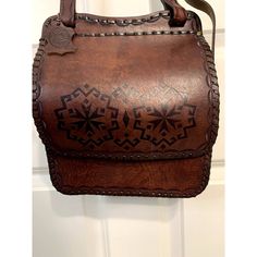 Baha Deri Handmade Tooled Leather Crossbody Bag - Nwot Never Been Used. May Have Some Minor Imperfections Due To The Handmade Nature Of The Item. Magnetic Closure. Adjustable Strap Thick, Structured Leather Tooled Designs And Leather Stitching. Dimensions (Approx.): 9" W X 10" H X 3" D Leather Stitching, Tooled Leather, Accessories Bags Purses, Women Accessories Bags, Leather Tooling, Magnetic Closure, Leather Crossbody Bag, Leather Crossbody, Handmade Natural