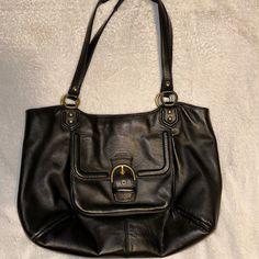 Coach L1381-F24961 Campbell Belle Black Leather Shoulder Bag A Beautiful Vintage Black Campbell I Have A Brown One Listed As Well . Excellent Condition Euc Vintage Coach Campbell Belle Carryall Satchel Coach Campbell Belle Carryall Leather Satchel Beautiful Black Stunning For A Vintage Bag. Some Very Minimal Signs Of Normal Use As Shown In Photos. Roomy And Beautiful Bag! Appx Measurements 15" 10" 4" Coach Black Satchel Shoulder Bag, Coach Black Hobo Bag Vintage, Coach Black Coated Canvas Shoulder Bag, Brown/black Coach Bag, Black Coach Bag With Gold-tone Hardware, Black Leather Shoulder Bag, Vintage Bag, Vintage Coach, Leather Satchel