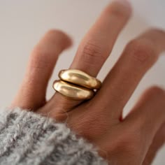 a set of two rings formed from organically carved wax to mimic mountains and hills. Product details: Original design carved in wax and cast. Solid Rings, not hollow or carved out. Vermeil or sterling silver *please note, as the cerrillos stack is a thicker ring set, people usually prefer to size up 1/2. Vintage Gold Statement Ring, Wax Casting Rings, Stacked Gold Rings, Unusual Rings Design, Wax Carved Ring, Cool Engagement Rings, Classic Gold Rings, Wax Carving Jewelry, Hand Carved Ring