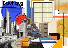 an abstract collage of buildings and architecture