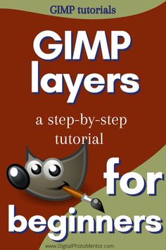 a book cover with the title gimp layers, and an image of a cartoon character