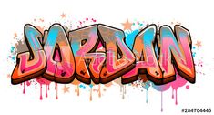 the word brain written in graffiti style