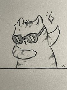 a drawing of a cat wearing sunglasses