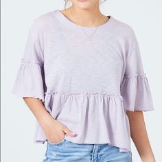 Cute Lilac Flowy Tee. Nwt And Never Worn! Flowy Shirt, Warm Weather Outfits, Xmas Shirts, Women's Blouses, Simple Tees, Altard State, Plus Size Shopping, Altar'd State, Crop Blouse