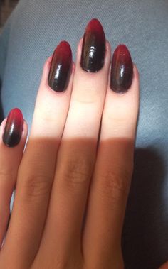 Red black ombre nailart Red And Black Ombre Nails, Red Black Ombre, Black Ombre Nails, Black Ombre, Ombre Nails, Red And Black, Nail Inspo, Black And Red, Nail Art