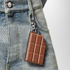 LOUIS VUITTON® - Lv Chocolate Bar Figurine Key Holder And Bag Charm - Brown Louis Vuitton Mens Bag, Luxury Wallet, Silver Jewelry Fashion, Monogram Bag, Purse Accessories, Wallet Chain, Stylish Jewelry, Fashion Jewelry Necklaces, Chocolate Bar