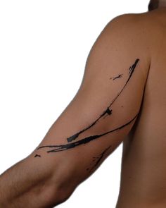 a man's arm with black ink on it and an arrow drawn in the middle