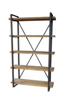 a book shelf with four shelves on one side and two levels to the other end