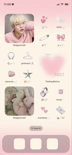 soobin pink & beige aesthetic layout ! Pink Phone Decoration, Pink And Beige Homescreen, Pink And Beige Icons, Pink Phone Widget Aesthetic, Kpop Homescreen Layout Pink, Soobin Themed Phone, Wallpaper Ideas Iphone Aesthetic, Pink World Wallpaper, Kpop Phone Layout Pink