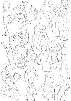 a drawing of people in different poses