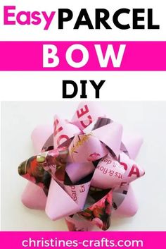 a bow made out of candy is shown with the words easy parcel bow diy