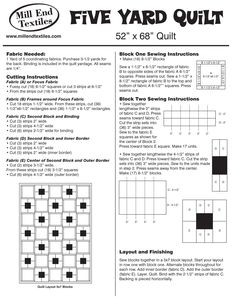 an instruction manual for the five yard quilt