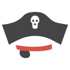 a pirate's hat with a skull on the front and red ribbon around it