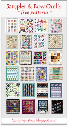 the sample quilt pattern is displayed in front of a white background with text that reads sample & row quilts free patterns