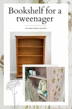 Doing a makeover on a bookshelf for a tweenager bedroom? The skill is in designing it for a child while it lasts them for years to come.

A tweenager is the years before becoming a teenager. A child of about 8-12 or so. They want to be grown-up but still like a bit of the childish things they loved when they were younger.

Find the post linked or the video on YouTube at Tea and Forget-me-nots. Creative Upcycling, Bookshelves In Bedroom, Stencils Tutorials, Cool Bookshelves, Upcycling Projects, Stencil Projects, Forget Me Nots, Painting Furniture Diy, Manualidades Diy