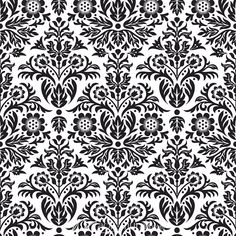 a black and white floral wallpaper pattern on a white background stock photo - budget conscious