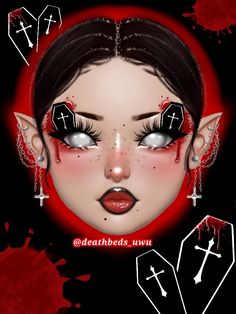 Cute Spooky Makeup, Red And Black Goth Makeup, Creative Makeup Ideas Art Inspiration, Black Goth Makeup, Makeup Tips Eyeshadow, Creepy Makeup