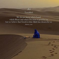 a person sitting on top of a sandy beach next to a blue tent in the desert