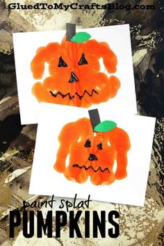 two pumpkins made out of foam sitting on top of a camouflage background with the words, don't sleat pumpkins